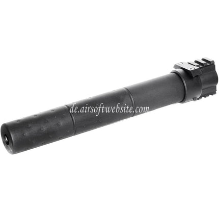 Airsoft Website 261mm CM072 SR25 Stil QD Schalldämpfer mit Gas Block Geeignet für AEG GBB Gewehre Schwarz
