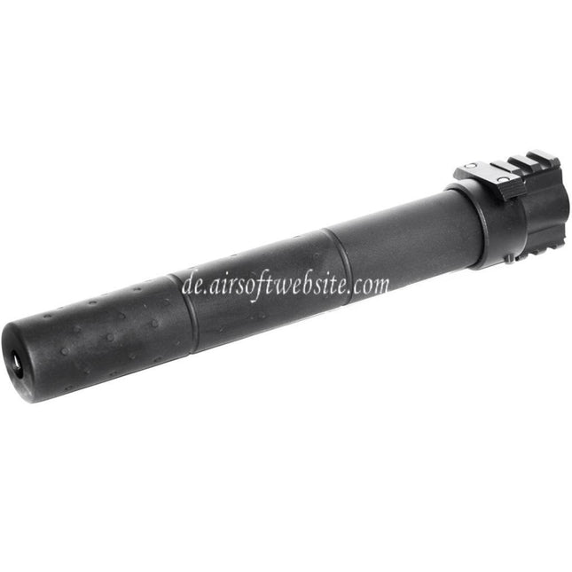 Airsoft Website 261mm CM072 SR25 Stil QD Schalldämpfer mit Gas Block Geeignet für AEG GBB Gewehre Schwarz