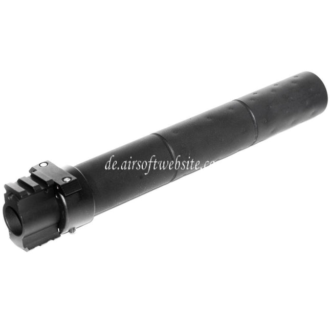 Airsoft Website 261mm CM072 SR25 Stil QD Schalldämpfer mit Gas Block Geeignet für AEG GBB Gewehre Schwarz