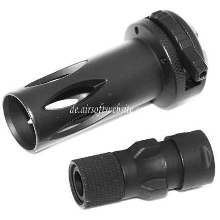 CYMA QD Mündungsfeuerdämpfer mit Muzzle Adapter Geeignet für CM041 CM049 MP5 AEG Gewehre Airsoft Schwarz
