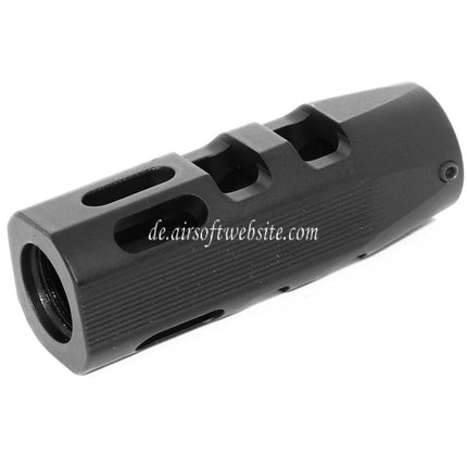 APS 62mm Evolution Tech Mündungsbremse Mündungsfeuerdämpfer 1.1 Geeignet für -14mm CCW Gegen den Uhrzeigersinn Lauf Gewehre Airsoft Schwarz