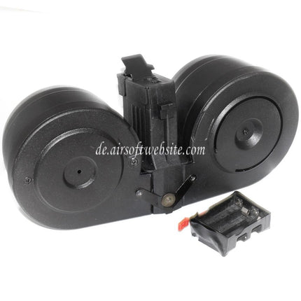 BATTLEAXE 2500rd Electric Sound Control Trommelmagazin Geeignet für AK Serie AEG Gewehre Airsoft Schwarz