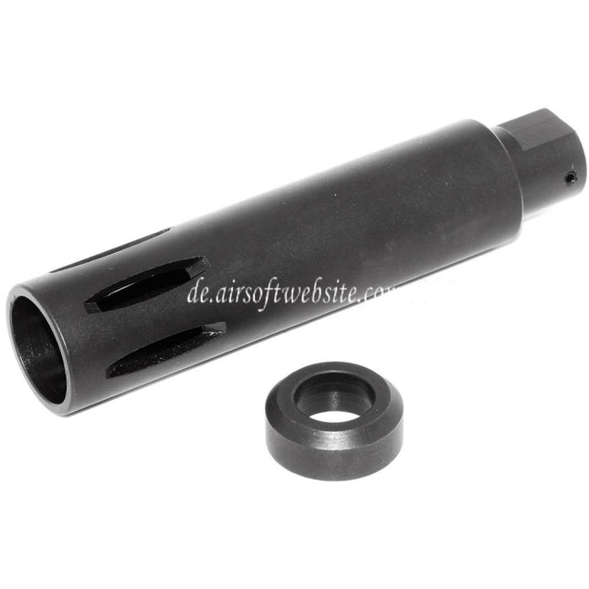 Airsoft Website 113mm XM177 Stil M16 Mündungsbremse Mündungsfeuerdämpfer Geeignet für -14mm CCW Gegen den Uhrzeigersinn Lauf Gewehre Schwarz