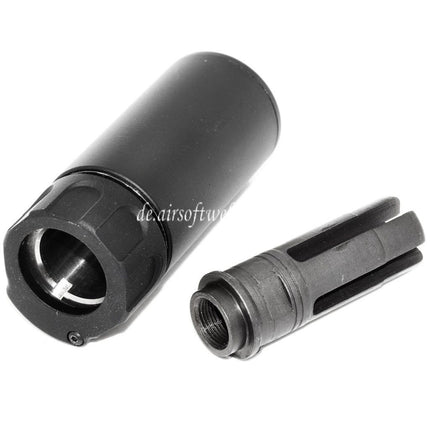 5KU 94mm QD Mini Schalldämpfer mit Mündungsfeuerdämpfer Geeignet für -14mm CCW Gegen den Uhrzeigersinn Lauf Gewehre Airsoft