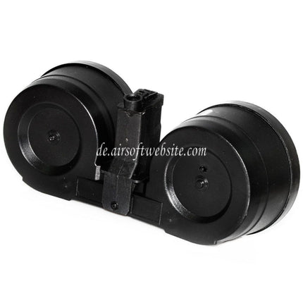 BATTLEAXE 2500rd Elektrisch Wicklung Doppel Trommelmagazin Geeignet für MP5 Serie AEG Gewehre Airsoft Schwarz