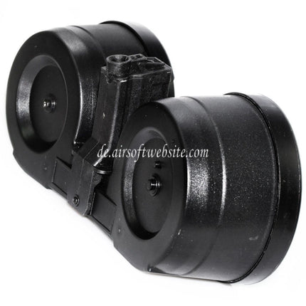 BATTLEAXE 2500rd Elektrisch Wicklung Doppel Trommelmagazin Geeignet für MP5 Serie AEG Gewehre Airsoft Schwarz