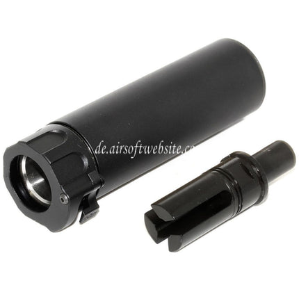 5KU 133mm SOCOM46 Mini Schalldämpfer mit Mündungsfeuerdämpfer Geeignet für +12mm CW Rechtsgewinde Lauf Gewehre Airsoft