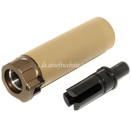5KU 133mm SOCOM46 Mini Schalldämpfer mit Mündungsfeuerdämpfer Geeignet für +12mm CW Rechtsgewinde Lauf Gewehre Airsoft