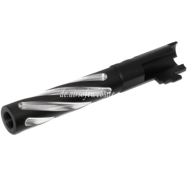 5KU 5 Zoll Edelstahl Tornado Stil Spiral Äußerer Lauf +11mm CW im Uhrzeigersinn Geeignet für Tokyo Marui Hi-Capa 5.1 GBB Pistolen Airsoft