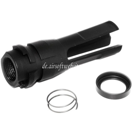 APS 70mm 3-Prong Mündungsbremse Mündungsfeuerdämpfer Geeignet für -14mm CCW CCW Gegen den Uhrzeigersinn Lauf Gewehre Airsoft Schwarz