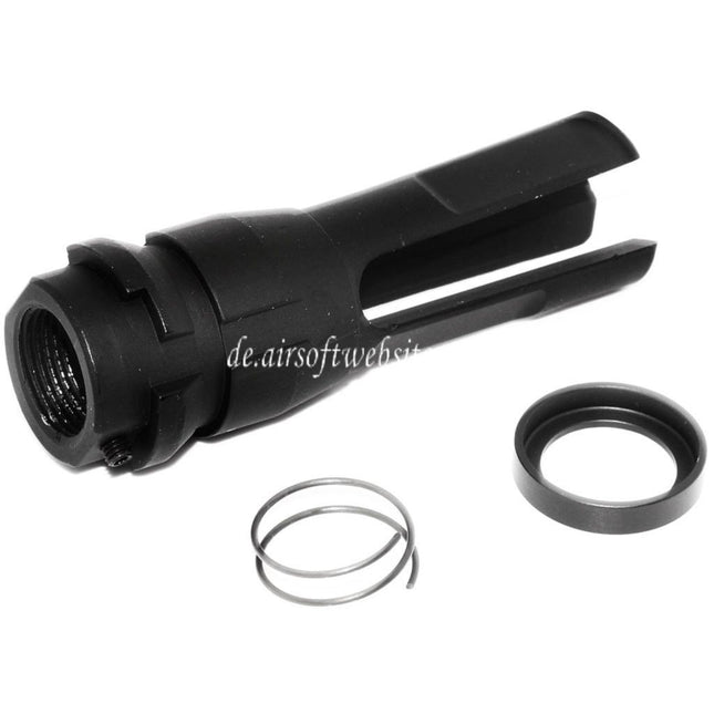 APS 70mm 3-Prong Mündungsbremse Mündungsfeuerdämpfer Geeignet für -14mm CCW CCW Gegen den Uhrzeigersinn Lauf Gewehre Airsoft Schwarz