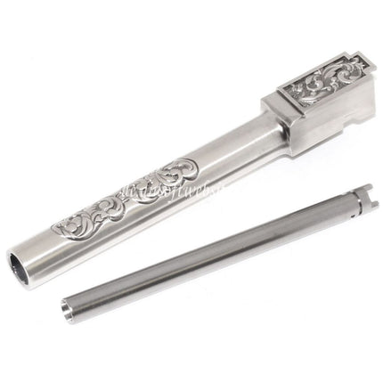 Archives Custom Geschnitztes Muster Innere und Äußerer Lauf Set Geeignet für WE (WE-TECH) G34 G35 GBB Pistolen Airsoft Silber