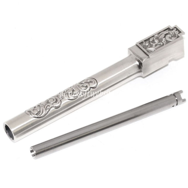 Archives Custom Geschnitztes Muster Innere und Äußerer Lauf Set Geeignet für WE (WE-TECH) G34 G35 GBB Pistolen Airsoft Silber