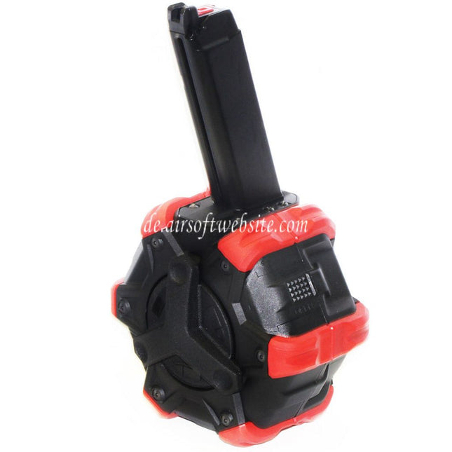 Armorer Works AW Custom 350rd Gas Adaptive Trommelmagazin Geeignet für G17 G18C G-Serie GBB Pistolen Airsoft
