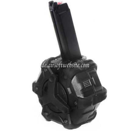 Armorer Works AW Custom 350rd Gas Adaptive Trommelmagazin Geeignet für G17 G18C G-Serie GBB Pistolen Airsoft