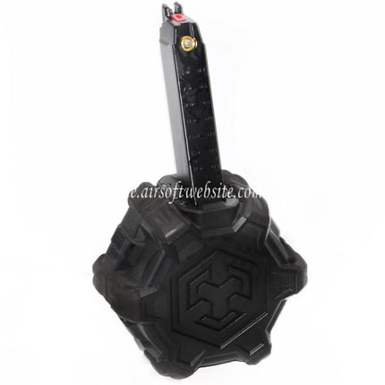 Armorer Works AW Custom 350rd Gas Adaptive Trommelmagazin Geeignet für G17 G18C G-Serie GBB Pistolen Airsoft