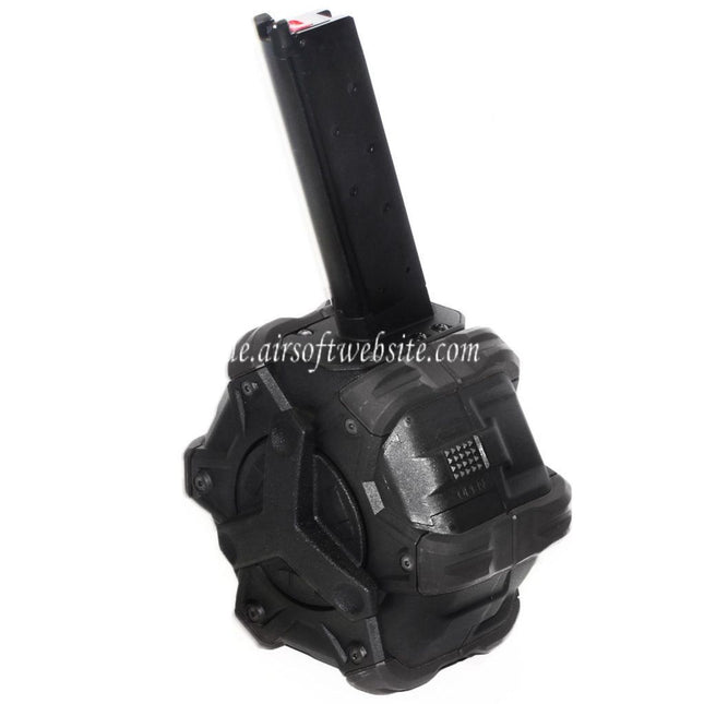 Armorer Works AW Custom 350rd Gas Adaptive Trommelmagazin Geeignet für EMG SAI Red / AW NE Serie / WE (WE-TECH) Single Stack 1911 GBB Pistolen Airsoft