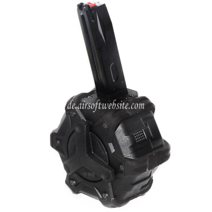 Armorer Works AW Custom 350rd Gas Adaptive Trommelmagazin Geeignet für AW MB Serie / KJW / WE (WE-TECH) / Tokyo Marui M9 M92 GBB Pistolen Airsoft