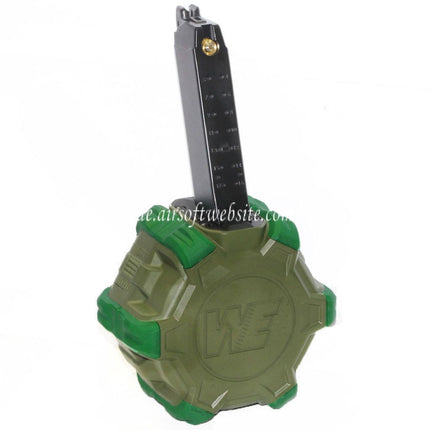 WE (WE-TECH) 350rd Gas Trommelmagazin Geeignet für G17 G18C G-Serie GBB Pistolen Airsoft