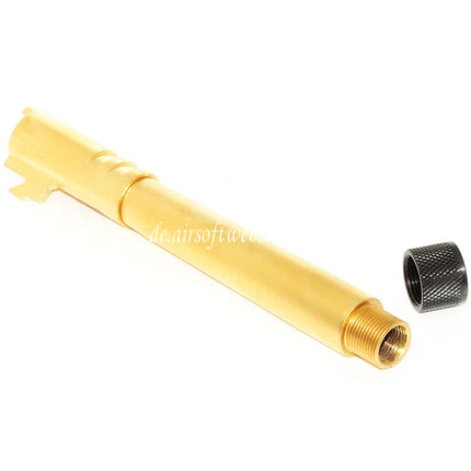 EMG Lizenziert STI DVC 3-GUN 132mm/138mm Äußerer Lauf mit Laufabdeckung Geeignet für EMG DVC 3-GUN / AW / WE / Tokyo Marui Hi-Capa 5.4 Variants GBB Pistolen Airsoft Gold