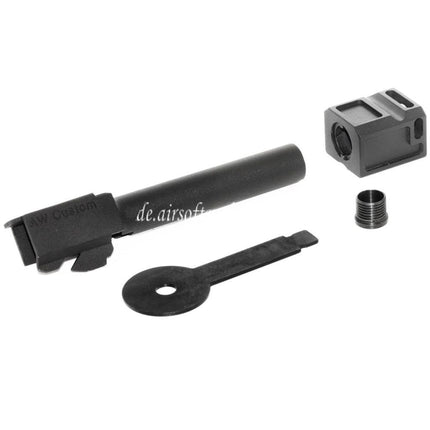 Armorer Works AW VX Äußerer Lauf Kit mit Kompensator MOD-1 Geeignet für AW VX7 Serie / EMG SAI BLU Standard / ISSC M22 / Lonewolf / Tokyo Marui / WE G17 G18C GBB Pistolen Airsoft