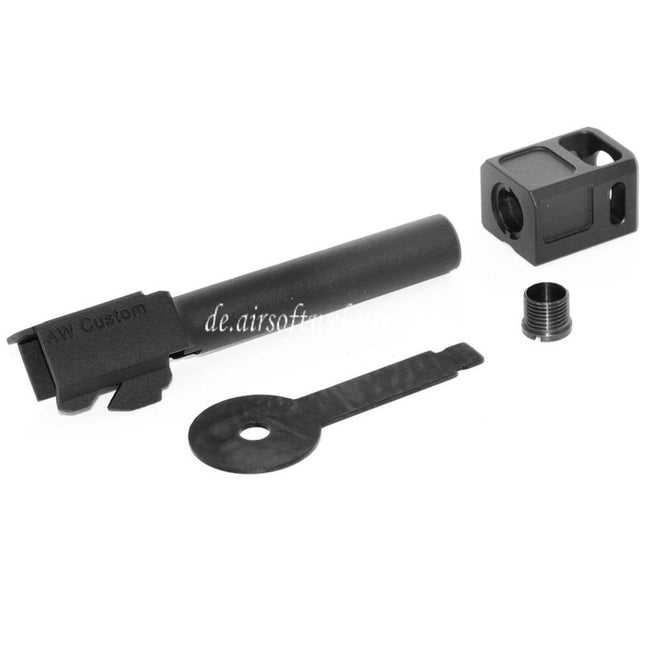 Armorer Works AW VX Äußerer Lauf Kit mit Kompensator MOD-2 Geeignet für AW VX7 Serie / EMG SAI BLU Standard / ISSC M22 / Lonewolf / Tokyo Marui / WE G17 G18C GBB Pistolen Airsoft