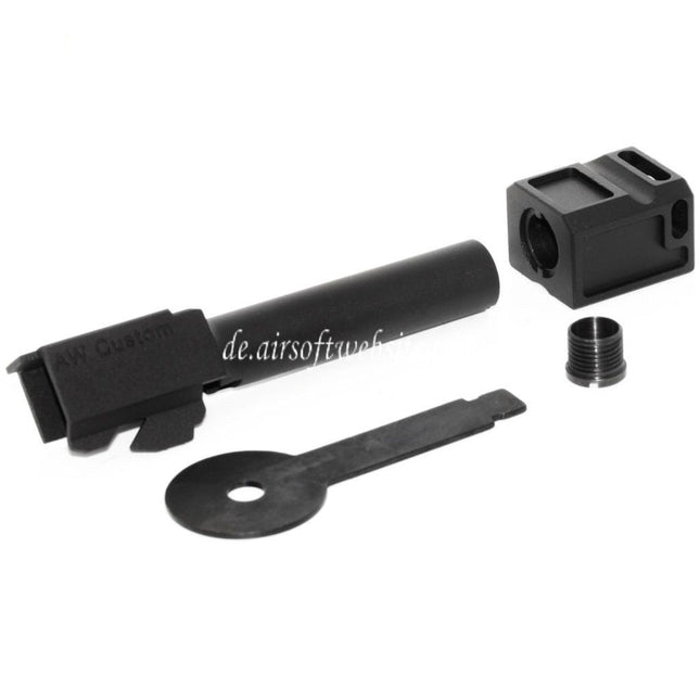 Armorer Works AW VX Äußerer Lauf Kit mit Kompensator MOD-1 Geeignet für AW VX9 Serie / EMG SAI BLU COMPACT / Tokyo Marui / WE G19 GBB Pistolen Airsoft