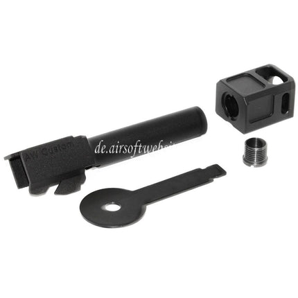 Armorer Works AW VX Äußerer Lauf Kit mit Kompensator MOD-2 Geeignet für AW VX9 Serie / EMG SAI BLU COMPACT / Tokyo Marui / WE G19 GBB Pistolen Airsoft