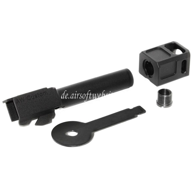 Armorer Works AW VX Äußerer Lauf Kit mit Kompensator MOD-2 Geeignet für AW VX9 Serie / EMG SAI BLU COMPACT / Tokyo Marui / WE G19 GBB Pistolen Airsoft