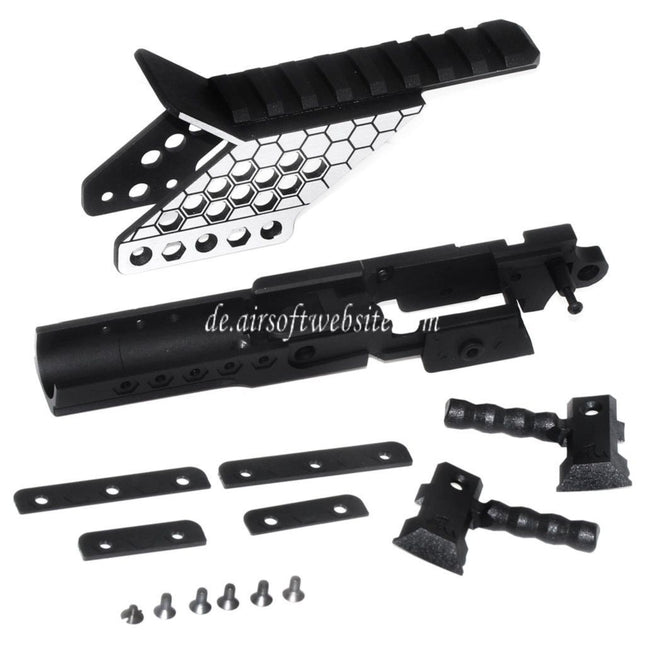 Armorer Works AW Vorgebohrt HX Mittlerer Rahmen mit Optikhalterung und Schnellspanngriff Geeignet für AW WE Tokyo Marui Hi-Capa Serie GBB Pistolen Airsoft Schwarz/Silber