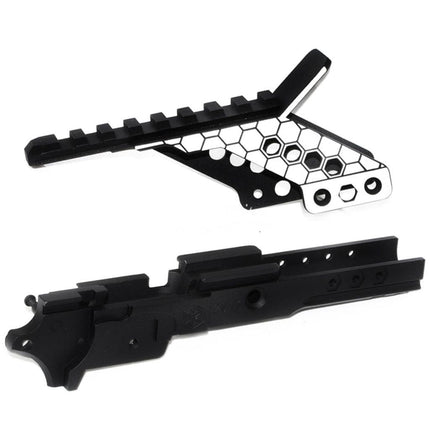 Armorer Works AW Vorgebohrt HX Mittlerer Rahmen mit Optikhalterung und Schnellspanngriff Geeignet für AW WE Tokyo Marui Hi-Capa Serie GBB Pistolen Airsoft Schwarz/Silber