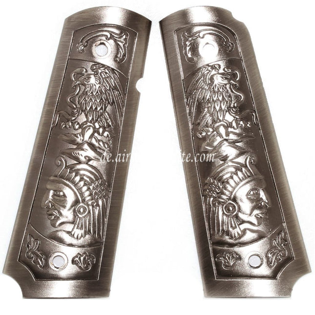 WE (WE-TECH) Carved Plastik Griffabdeckung Geeignet fur DOUBLE BELL ARMY AW WE KJ Tokyo Marui M1911 M.E.U Serie 70 M45A1 WARRIOR GBB Pistolen Airsoft Silber Grau