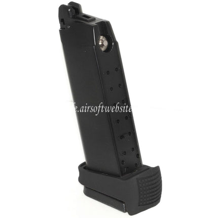 WE (WE-TECH) 25rd Co2 Magazin Ventilschlüssel Griffverlängerungssatz Geeignet für G17 G18C G34 G35 G-Serie GBB Pistolen Airsoft Schwarz