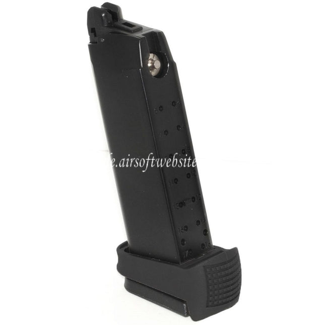 WE (WE-TECH) 25rd Co2 Magazin Ventilschlüssel Griffverlängerungssatz Geeignet für G17 G18C G34 G35 G-Serie GBB Pistolen Airsoft Schwarz