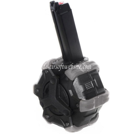 Armorer Works AW Custom 350rd Gas Adaptive Trommelmagazin Geeignet für G17 G18C G-Serie GBB Pistolen Airsoft