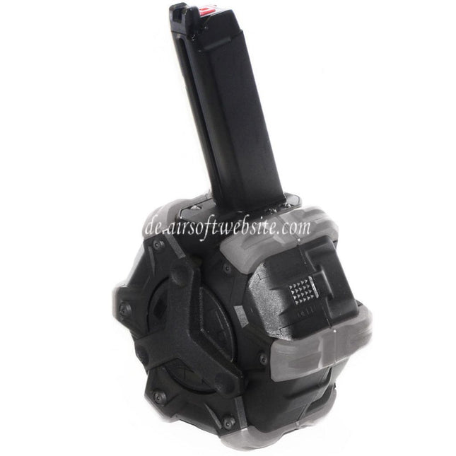 Armorer Works AW Custom 350rd Gas Adaptive Trommelmagazin Geeignet für G17 G18C G-Serie GBB Pistolen Airsoft