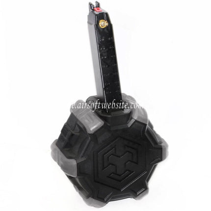 Armorer Works AW Custom 350rd Gas Adaptive Trommelmagazin Geeignet für G17 G18C G-Serie GBB Pistolen Airsoft