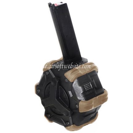 Armorer Works AW Custom 350rd Gas Adaptive Trommelmagazin Geeignet für EMG SAI Red / AW NE Serie / WE (WE-TECH) Single Stack 1911 GBB Pistolen Airsoft