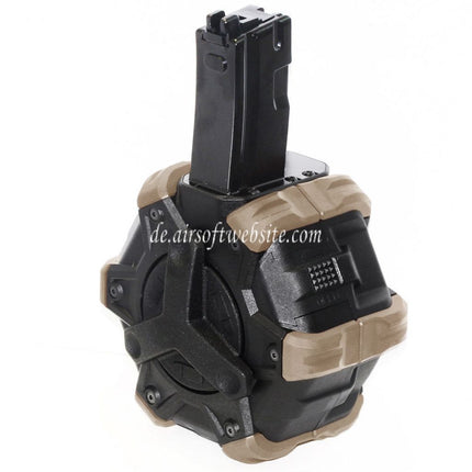 Armorer Works AW Custom 350rd Gas Adaptive Trommelmagazin Geeignet für WE (WE-TECH) AP APACHE MP5 Serie GBB Gewehre Airsoft