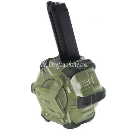 WE (WE-TECH) 350rd Gas Trommelmagazin Geeignet für G17 G18C G-Serie GBB Pistolen Airsoft