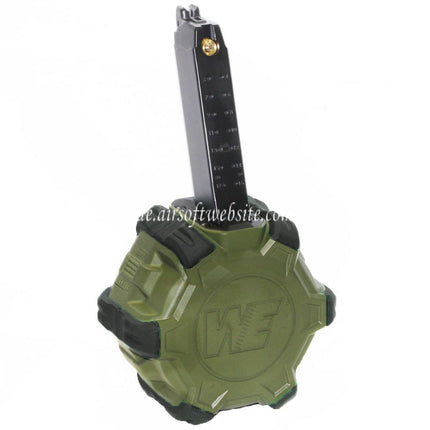 WE (WE-TECH) 350rd Gas Trommelmagazin Geeignet für G17 G18C G-Serie GBB Pistolen Airsoft