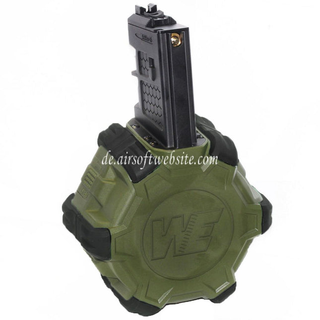 WE (WE-TECH) 350rd Gas Trommelmagazin Geeignet für WE (WE-TECH) Open Bolt Typ L85 / SCAR-L / R5C / T65 / HK416 / AR M4 M16 GBB Gewehre Airsoft