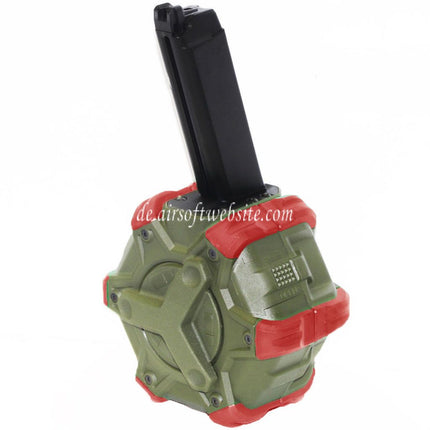 WE (WE-TECH) 350rd Gas Trommelmagazin Geeignet für G17 G18C G-Serie GBB Pistolen Airsoft