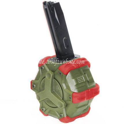 WE (WE-TECH) 350rd Gas Trommelmagazin Geeignet für AW MB Serie / KJW / WE / Tokyo Marui M9 M92 GBB Pistolen Airsoft