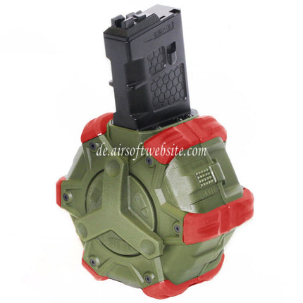 WE (WE-TECH) 350rd Gas Trommelmagazin Geeignet für WE (WE-TECH) Open Bolt Typ L85 / SCAR-L / R5C / T65 / HK416 / AR M4 M16 GBB Gewehre Airsoft