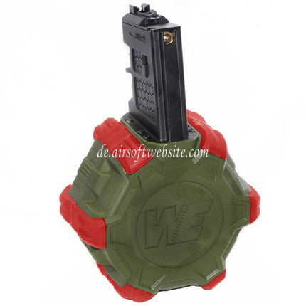 WE (WE-TECH) 350rd Gas Trommelmagazin Geeignet für WE (WE-TECH) Open Bolt Typ L85 / SCAR-L / R5C / T65 / HK416 / AR M4 M16 GBB Gewehre Airsoft