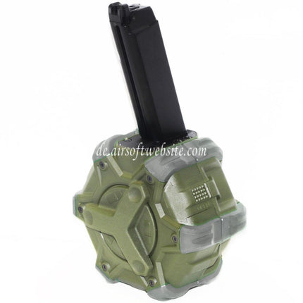 WE (WE-TECH) 350rd Gas Trommelmagazin Geeignet für G17 G18C G-Serie GBB Pistolen Airsoft