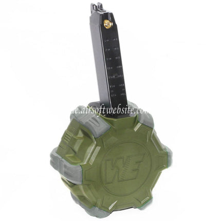WE (WE-TECH) 350rd Gas Trommelmagazin Geeignet für G17 G18C G-Serie GBB Pistolen Airsoft