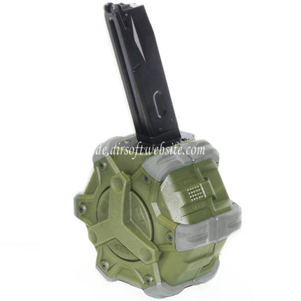 WE (WE-TECH) 350rd Gas Trommelmagazin Geeignet für AW MB Serie / KJW / WE / Tokyo Marui M9 M92 GBB Pistolen Airsoft
