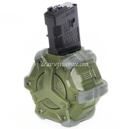 WE (WE-TECH) 350rd Gas Trommelmagazin Geeignet für WE (WE-TECH) Open Bolt Typ L85 / SCAR-L / R5C / T65 / HK416 / AR M4 M16 GBB Gewehre Airsoft